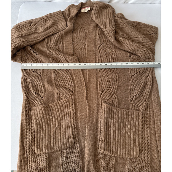Andree By Unit Women's 2X Boho Chic Open Knit Neutral Brown Cardigan Grannycore - Picture 5 of 6